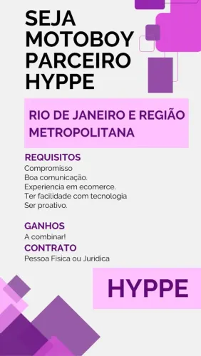 Seja motoboy parceiro hyppe em nova Iguaçu e região!