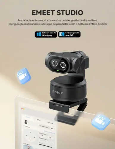 Webcam emeet pixy Dual câmera ptz 4k