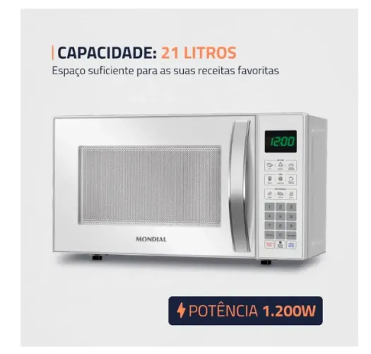 Micro-Ondas Mondial Branco 1200W - MO-01-21-W