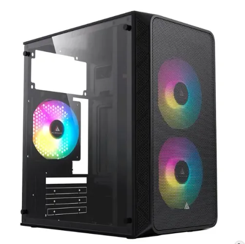 Gabinete Gamer, Mini-Tower, Lateral de Acrilico, Com 2 Fans, Preto