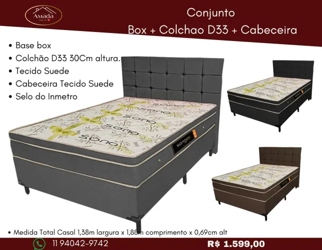 Conjunto cama box + colchão D33+ cabeceira , à pronta entrega  