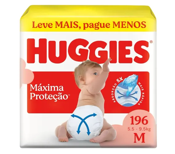Fralda huggies primeiro linha com 196 unidades tamanho M