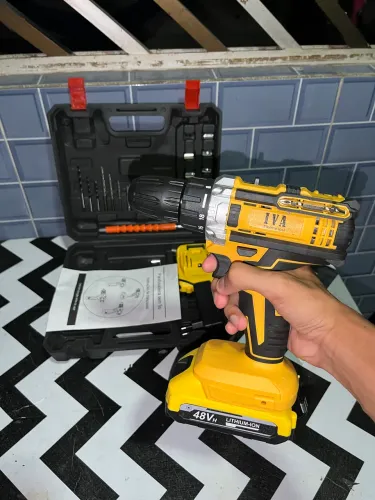 Furadeira Parafusadeira Sem Fio 48V Completa | 2 Baterias + Maleta + Brocas (Na Caixa)