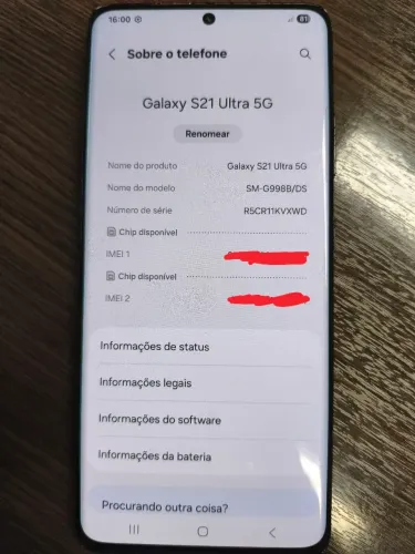 Samsung S21 Ultra com defeito