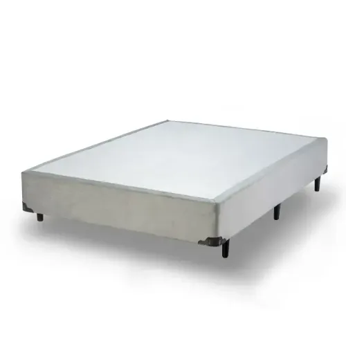 Cama Box Casal Euro Colchões Suede Cinza Claro
