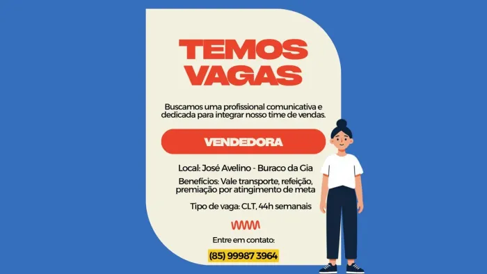 Vaga de emprego - Vendedora