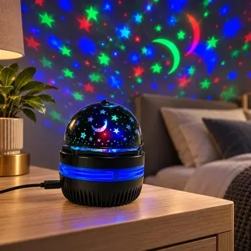 Projetor Noite Estrelado Usb Led, Luz Lua Colorida, Decoração