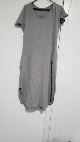 Vestido em malha moletom g cinza