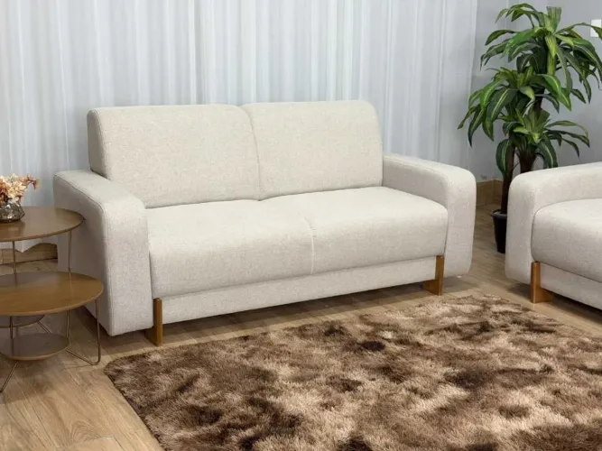 Sofá Fixo 1.85m Espuma D33 e Madeira Maciça l49 S