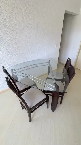 Mesa jantar vidro com 4 cadeiras