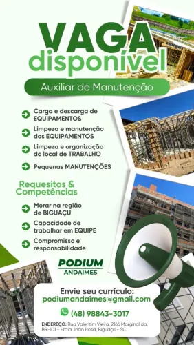 Vaga auxiliar de manutenção Biguaçu