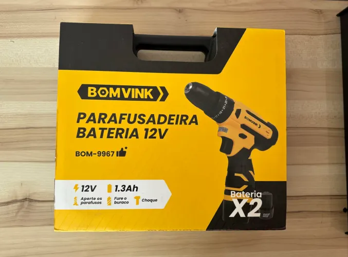 Parafusadeira Sem Fio BomVink 12V - Bateria Dupla
