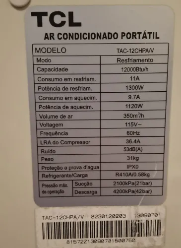 Ar acondicionado Portatil TCL 12KBTU(usado/bueno)