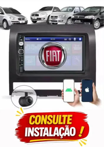 Central Multimídia Fiat Pálio Siena Idea Espelhamento Android/Ios Bluetooth, Usb + Moldura
