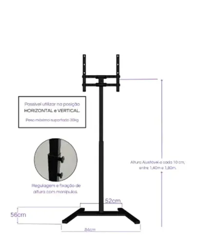 Suporte Tv Pedestal 32 A 55 Ped-05 Suportaço Cor Preto