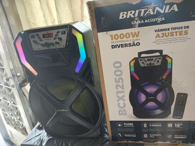 Caixa de Som Britânia BCX12500 1000W Woofer 15" - Completa na Caixa!