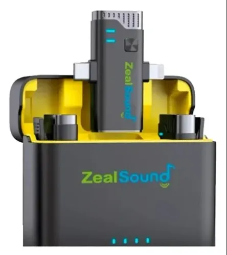 Microfone Lapela Sem Fio Zealsound Duplo Compatível IOS e Android