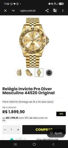 Relógio Invicta Gold