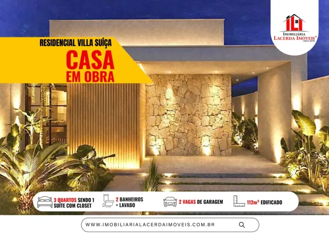 Residencial Villa Suíça, Casa térrea com 3 quartos 112m² Edificado 2 vagas de garagem, qui