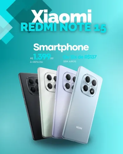 O MELHOR PREÇO DA REGIÃO! Xiaomi Redmi Note 15 128Gb 6Gb RAM Lacrado (Ac.Cartão)
