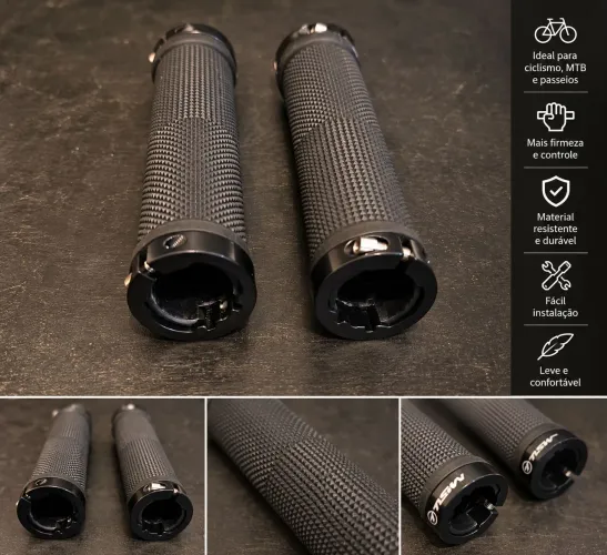 Manopla MTB Bike Antiderrapante com Trava Lock-On - Par
