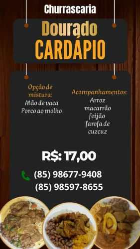 Marmita com comida caseira feita no dia você só encontra aqui na Churrascaria Dourado