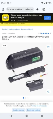 Bateria de lítio 36v nova, nunca usada