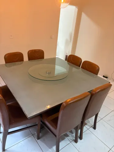 Vidro para mesa de jantar + prato giratório redondo