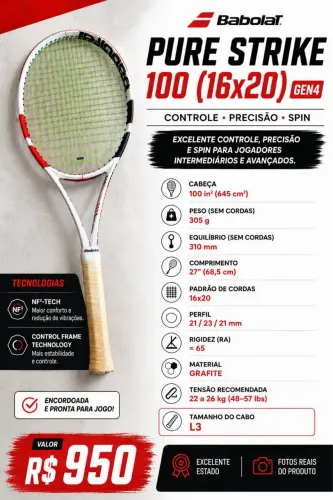 Vendo raquete babolat pure strike L3 em bom estado 