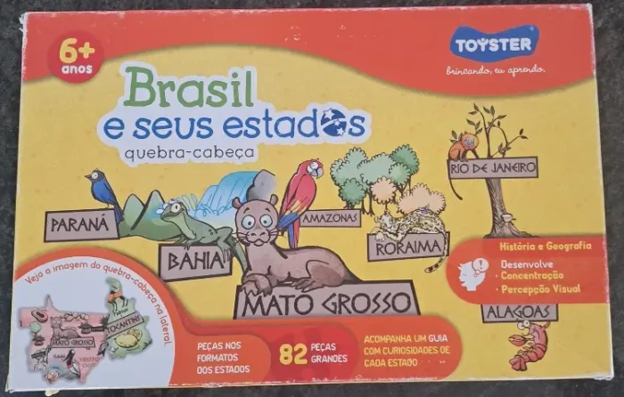 Jogo Quebra cabeça Brasil e seus estados 82 peças - completo