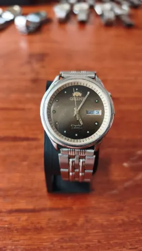 Relógio Orient Automático Vintage Ouro velho degradê bisel interno