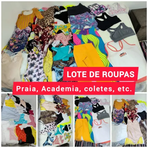 LOTE roupas de PRAIA, ACADEMIA, coletes e etc.