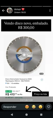 DISCO DIAMANTADO HUSQVAMA S5H 14 POLEGADA 350 MM