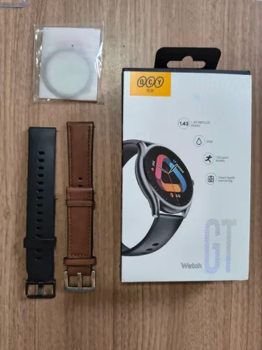 Relógio Smartwatch QCY GT S8 NOVO, mais película e 2 Pulseiras de Couro