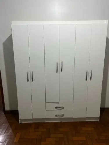 Guarda-Roupa Branco Casal 6 Portas e 2 Gavetas
