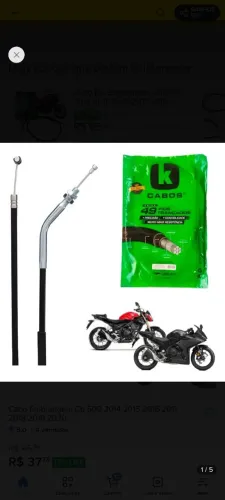 Cabo embreagem cb 500f ano 2015