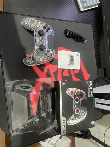 Controle Sem Fio IINE Transparente RGB para PS4 e PC - Hall Effect e Turbo