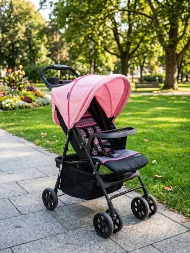 Carrinho de bebê rosa