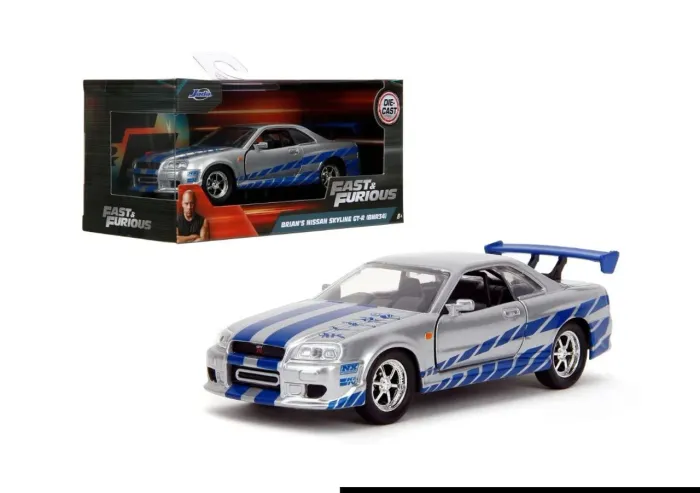 JADA VELOZES E FURIOSOS NISSAN GT-R R34 PRATA DO BRIAN 1/32