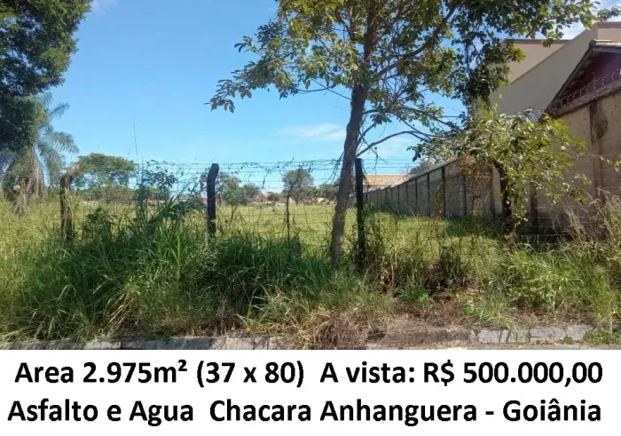 Leia a descrição: Area 2.975m² (Asfalto e Agua) Chacara Anhanguera