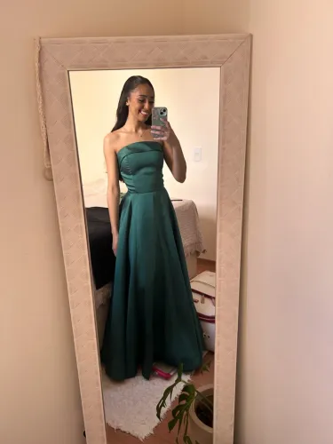 Vestido Longo Verde Esmeralda Madrinha / Festa (tomara que caia)