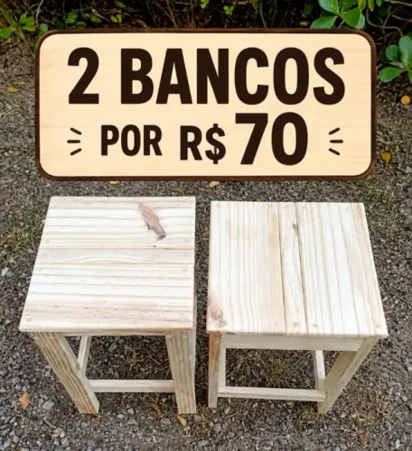 2 bancos banquetas madeira pinus lixado
