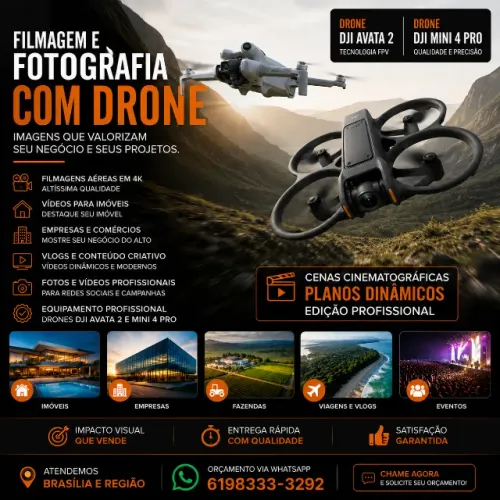 FILMAGEM E FOTOGRAFIA PROFISSIONAL COM DRONE
