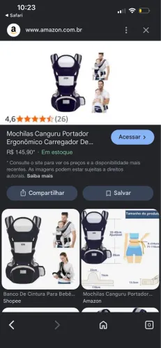 Canguru para bebê até 15kg