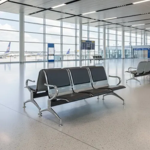 Longarina Aeroporto Estofada 3 Lugares Cromada Conforto Sala Espera 33111 Profissional Pro