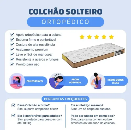 Colchão de Solteiro Ortopédico NOVO