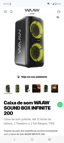Caixa de som WAAW SOUND BOX INFINITE 200