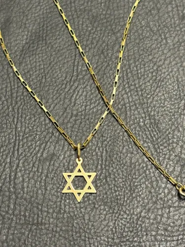 Corrente Ouro18k com pingente estrela de Davi