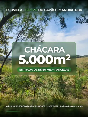 Chácara Mandirituba Entrada+ parcelas
