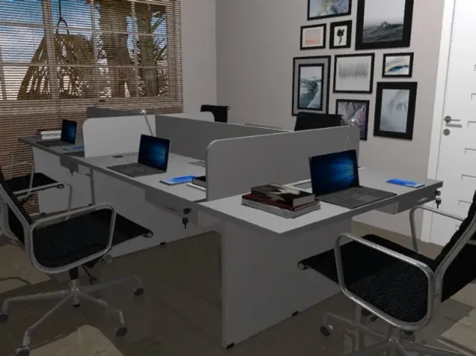 Estação Top White Office Kiev . Alto Padrão. 20 Tomadas: L270cm x P120cm x A105cm